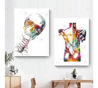 HMXQLW Anatomie Muscle Aquarelle Squelette Impression sur Toile Affiche Decoration Murale Tableau Art Moderne Toile Peinture Clinique Decoration sans Cadre (2,2X40x50cm)