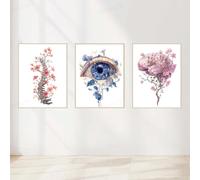 HMXQLW Aquarelle Fleur Anatomie Abstraite Organes Impression sur Toile Affiche Decoration Murale Tableau Art Toile Peinture Clinique Hôpital Salon Maison Decoration Murale Sans Cadre (3X30X50CM,9)