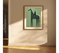 HMXQLW Cheval Abstrait Classique Vert Toile Tableau Decoration Murale,Impression sur Toile Art Affiche Salon Chambre Maison Decor Sans Cadre (70X105CM,A)