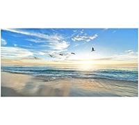 HMXQLW Couchers de Soleil Plage Oiseau Bleu Ciel Naturel Mer Paysage Impression sur Toile Affiche Decoration Murale Tableau Art Toile Peinture Maison Decoration Murale sans Cadre (70X140CM)