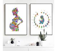 HMXQLW Femme Enceinte Toile Peinture Développement de L'embryon Aquarelle Affiche Decoration Murale Tableau Obstétricien, Docteur Toile Decor Murale Moderne Aesthetic sans Cadre (2X40X60CM)