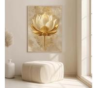 HMXQLW Méditation du Lotus Zen Doré Toile Tableau Decoration Murale,Impression sur Toile Art Affiche Salon Chambre Maison Decor Sans Cadre (50X80CM,A)