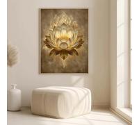 HMXQLW Méditation du Lotus Zen Doré Toile Tableau Decoration Murale,Impression sur Toile Art Affiche Salon Chambre Maison Decor Sans Cadre (60X80CM,B)