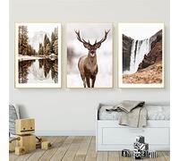 HMXQLW Montagne Paysage Animal Cerf Toile Peinture Affiche Decoration Murale Tableau Art, Impression sur Toile Salon Chambre Maison Decor Murale Moderne Aesthetic Art sans Cadre (3X60X90CM)