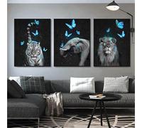 HMXQLW Noir Blanc Animal Lion Éléphant Tigre Toile Peinture Tableau Decoration Murale, Impression sur Toile Art Affiche Salon Chambre Maison Décoratifs Aesthetic Room Decor sans Cadre (3X40X60CM)