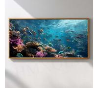 HMXQLW Scène Sous-marine Récifs et Poissons Tropicaux Toile Tableau Decoration Murale,Impression sur Toile Art Affiche Aquarium Maison Decor Sans Cadre (50X100CM,A)