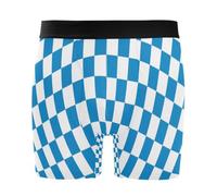 HMZXZ Boxer pour homme - Bannière à carreaux bleu - Sous-vêtements respirants - Braguette avant avec pochette - Tailles S à XXL, multicolore, L