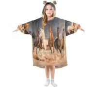 HMZXZ Couverture à capuche surdimensionnée pour enfants de 3 à 14 ans - Motif cheval - Pour garçons et filles, multicolore, 120-150