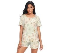 HMZXZ Ensemble de pyjama pour femme avec motif vélo coloré, vêtements de nuit, vêtements de détente, short de vélo rétro, ensemble de détente pour femmes et filles, multicolore, M