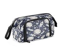 HMZXZ Grande trousse à crayons pour filles et garçons - Motif astronautes et planètes - Pour fournitures scolaires et de bureau - Trousse à crayons - Motif étoiles rétro - Fusées pour adultes et