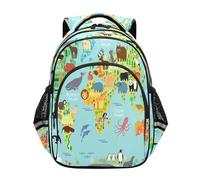 HMZXZ Sac à dos pour enfants, sac d'école primaire, sac à dos pour garçons et filles, motif carte du monde animal, sac à dos de voyage, sac à dos de travail, éducation