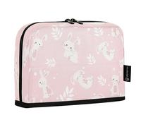 HMZXZ Trousse à crayons debout avec lapins blancs et roses, grande capacité pour garçons et filles, trousse à crayons multicouche, organisateur de papeterie, Happy Easter Day pour l'école, le bureau