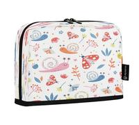 HMZXZ Trousse à crayons debout avec motif escargots mignons et papillon, grande capacité pour garçons et filles, trousse à crayons multicouche, organiseur de papeterie, feuilles de printemps pour