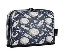 HMZXZ Trousse à crayons debout avec planètes d'astronautes, grande capacité pour garçons et filles, trousse à crayons multicouche, organisateur de papeterie, étoiles, fusées rétro pour l'école, le