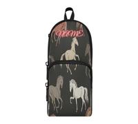 HMZXZ Trousse à crayons personnalisée avec animaux en cours d'exécution, trousse à crayons pour filles, garçons, enfants, stylo cheval personnalisé et trousse de papeterie pour l'école