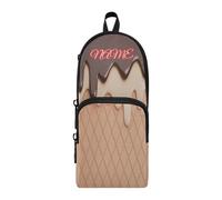 HMZXZ Trousse à crayons personnalisée avec crème glacée au chocolat et à la vanille, trousse à crayons pour filles, garçons, enfants, stylo crème personnalisée et trousse de papeterie pour l'école