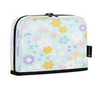HMZXZ Trousse à crayons sur pied, jolies fleurs colorées, grande capacité pour garçons et filles, trousse à crayons multicouche, organiseur de papeterie, bleu printemps pour l'école, le bureau