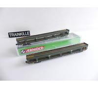 HN4411 ARNOLD N 1:160 / 2 WAGONS SNCF DD DEV 66 PORTE VOITURES LIVREE VERT Ep IV