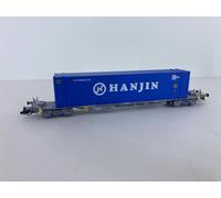 HN9753 HANJIN EP VI WAGON PLAT AVEC CONTAINER ARNOLD ECHELLE 1/120