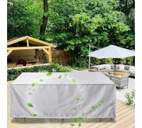 HNBFKD Housse de Protection Table de Jardin 285x285x85cm/LxWxH Bache Table Jardin Tissu 420D Oxford Exterieur Imperméable Coupe-Vent Aux UV avec Boucle Verrouillage et Cordon de Serrage Argent