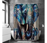 HNBFKD Rideau de Bain en Forme d'éléphant, Rideau de Douche avec Lettres de Salle de Bain, imperméable avec Crochets, Poissons, décoration Artistique pour la Maison 70x140cm/28x55in(WxH)