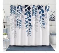 HNBFKD Rideau de Douche à Feuilles de Plantes Bleues, Rideau décoratif de séparation de Salle de Bains imprimé en Polyester imperméable Abstrait avec Crochet en Plastique 75x190cm/30x75in(WxH)