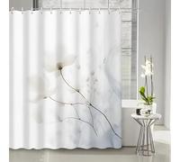 HNBFKD Rideau de Douche Blanc à imprimé Floral, Polyester, Lavable en Machine, Crochet Inclus, décoration de Salle de Bain élégante avec Crochets 180x210cm/(WxH)