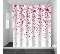 HNBFKD Rideau de Douche décoratif pour Salle de Bain, Motif cœurs Rouges, en Tissu avec Crochets pour décoration de Baignoire 160x183cm/(WxH)