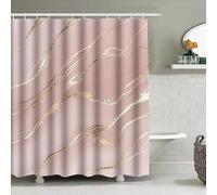 HNBFKD Rideau de Douche Effet marbre Rose poudré, Motif Abstrait Moderne à Paillettes dorées, imperméable et Lavable, avec Crochets 150x160cm/(WxH)