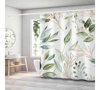 HNBFKD Rideau de Douche en Polyester à Motif de Feuilles Vertes dorées, Tissu imperméable, pour Salle de Bain, Douche, décoration de la Maison 160x190cm/63x75in(WxH)