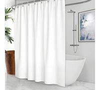 HNBFKD Rideau de Douche en Tissu Blanc Pur, Rideau de Douche Blanc, cloison de Salle de Bains en Polyester imperméable, décorative avec Crochet en Plastique 95x220cm/37x87in(WxH)