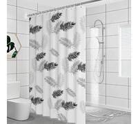 HNBFKD Rideau de Douche en Tissu imperméable, Rideau de Salle de Bain avec Crochets, Feuilles Noires sans poinçon, Rideaux de Bain de Luxe, décoration de Maison 110x220cm/43x87in(WxH)