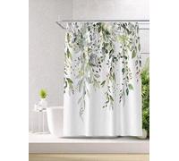 HNBFKD Rideau de Douche épais et imperméable à Motif de Plante Verte, pour Salle de Bain, Baignoire, Douche, décor de Chambre d'hôtel, de Maison d'hôtes avec Crochets 160x190cm/63x75in(WxH)