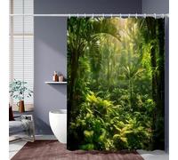 HNBFKD Rideau de Douche forêt Tropicale Jungle Tropicale forêt Verte Feuilles de Palmier Plante Nature Paysage décoration de Salle de Bain avec Crochets 160x200cm(WxH)