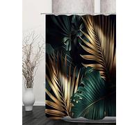 HNBFKD Rideau de Douche imperméable à Motif de Feuilles dorées de Style Nordique Simple, pour hôtel, Maison d'hôtes, pour Salle de Bain, Rideau de séparation avec Crochets 180x240cm/71x94in(WxH)