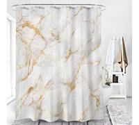 HNBFKD Rideau de Douche imperméable en marbre doré avec 92x183cm/(WxH)