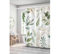HNBFKD Rideau de Douche imperméable imprimé de Plantes Vertes et dorées, Style Frais Moderne, dégradé de Couleur, décor de Maison et de Cuisine 90x220cm/35x87in(WxH)