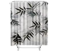 HNBFKD Rideau de Douche imperméable Moderne en Feuilles de Bambou, résistant à la Chaleur, Lavable en Machine, décoration Artistique, avec Crochets 260x200cm/(WxH)