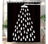 HNBFKD Rideau de Douche Noir et Blanc avec pommeau de Douche et Gouttes d'eau Amusants, Lavable en Machine et imperméable. 90x220cm/(WxH)