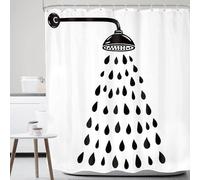 HNBFKD Rideau de Douche Noir et Blanc, Motif Goutte d'eau Amusant et Moderne, Silhouette Simple et élégante, idéal pour Une Salle de Bain de Style Dessin animé. 145x213cm/(WxH)