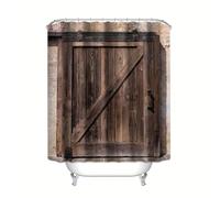 HNBFKD Rideaux de Douche Classique Porte en Bois Impression numérique, Rideau de Bain imperméable cloison de Salle de Bain Rideau Suspendu avec Crochets 90x220cm(WxH)