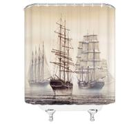 HNBFKD Rideaux de Douche imperméables à Impression numérique, Salle de Bain rétro européenne, Tissu Polyester Lavable, décoration de Bain pour la Maison 90x180cm/35x71in(WxH)