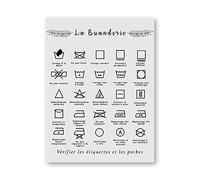 HNBLSHM Français blanchisserie Symbole Signe Imprime Noir et Blanc Affiche Affiche Buanderie Mur Art Photo Toile Peinture buanderie décor 40x50 cm Pas de Cadre