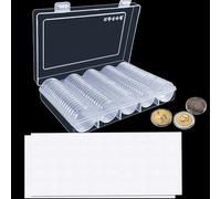 HNBTX Rangement Pieces de Monnaie, Classeur Piece 2 Euros,100 Pcs Rangements pour Pièces de Monnaie,Capsules de Monnaies avec Joint de Protection en EVA pour Collecte et Stockage de Monnaies