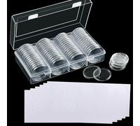 HNBTX Rangement Pieces de Monnaie,Classeur Piece 2 Euros,60 Pièces Rangements pour Pièces de Monnaie de 40mm,Capsules de Monnaies avec Joint de Protection en EVA pour Collecte et Stockage de Monnaies