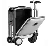 HNBYLMM 20 L Electric SuitcaseㅣSmart LuggageㅣPortable Rideable SuitcasesㅣLoad 110 KGㅣ3 Speed AdjustmentㅣOne-Button Telescopic Removable BatteryㅣForward/ReverseㅣUSB & Lock Silver-B