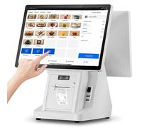 HNBYLMM Caisse Enregistreuse Intelligente, Caisse Enregistreuse Pos avec 15.6" Double écran Tactile, Imprimante 58mm Intégrée, 8 Go de RAM, SSD 128 Go, Système Caisses Pos pour Petites Entreprises