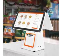 HNBYLMM Caisse enregistreuse Tout-en-Un avec Double écran Tactile 15,6 Pouces, Système de pos pour Petites Entreprises avec processeur i5, 8 Go de RAM, 128 Go de SSD, Windows 10, Module Wi-FI,White