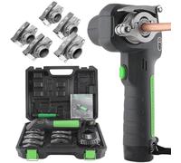 HNBYLMM Kit d'évasement électrique sans Fil, évasement de tuyaux en cuivre HVAC de 1/4" à 3/4", Outil évasement Excentrique à 45 degrés, avec 5 Pinces d'évasement et ébavureur, Batterie de 2200mAh