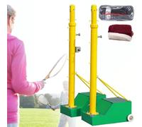 HNBYLMM Volleyball/Badminton Pole Volleyball Poles for Backyard Badminton Net Frame Poles Heavy Duty Badminton Pole for Indoor Outdoor, 4.9-6.9FT Adjustable Height, with Wheels and 2 Nets,Green